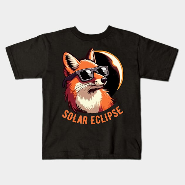Solar Eclipse Fox Kids T-Shirt by MoDesigns22 